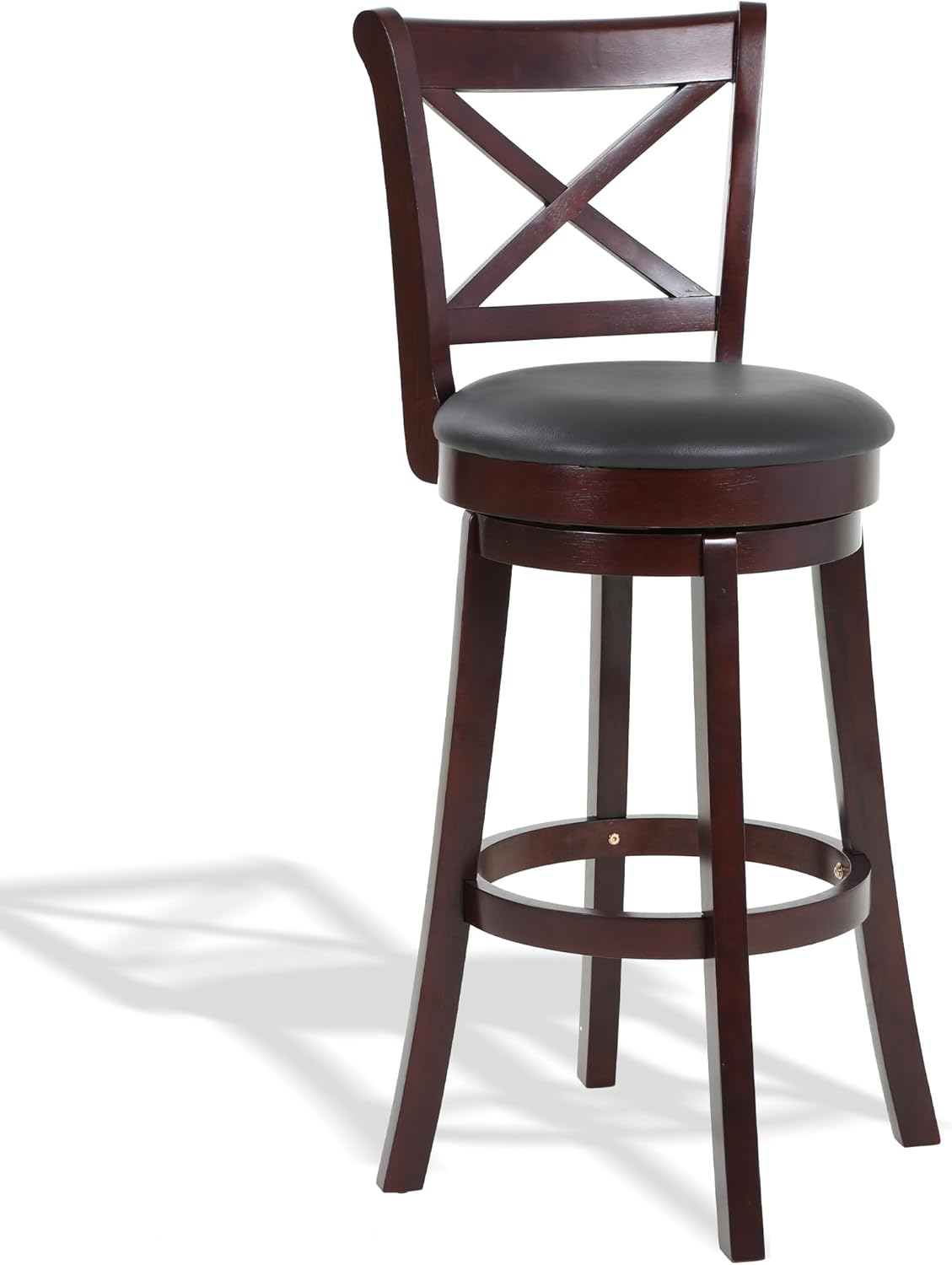 Taburetes de bar de altura de mostrador, taburetes de bar para isla de cocina, taburetes de mostrador de cuero sintético con respaldo bajo de madera