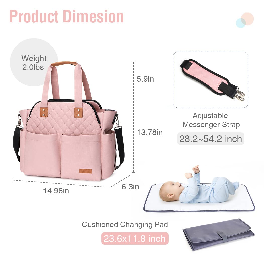 Lekebaby Bolsa de pañales para mamá y niñas, color rosa