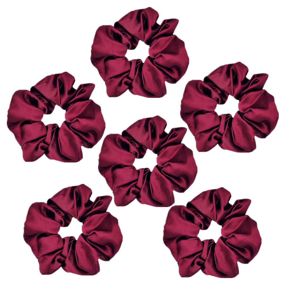 Sufermoe 6 coleteros de seda satinada (4.3 pulgadas), color rojo vino, accesorios para el cabello para mujeres y niñas