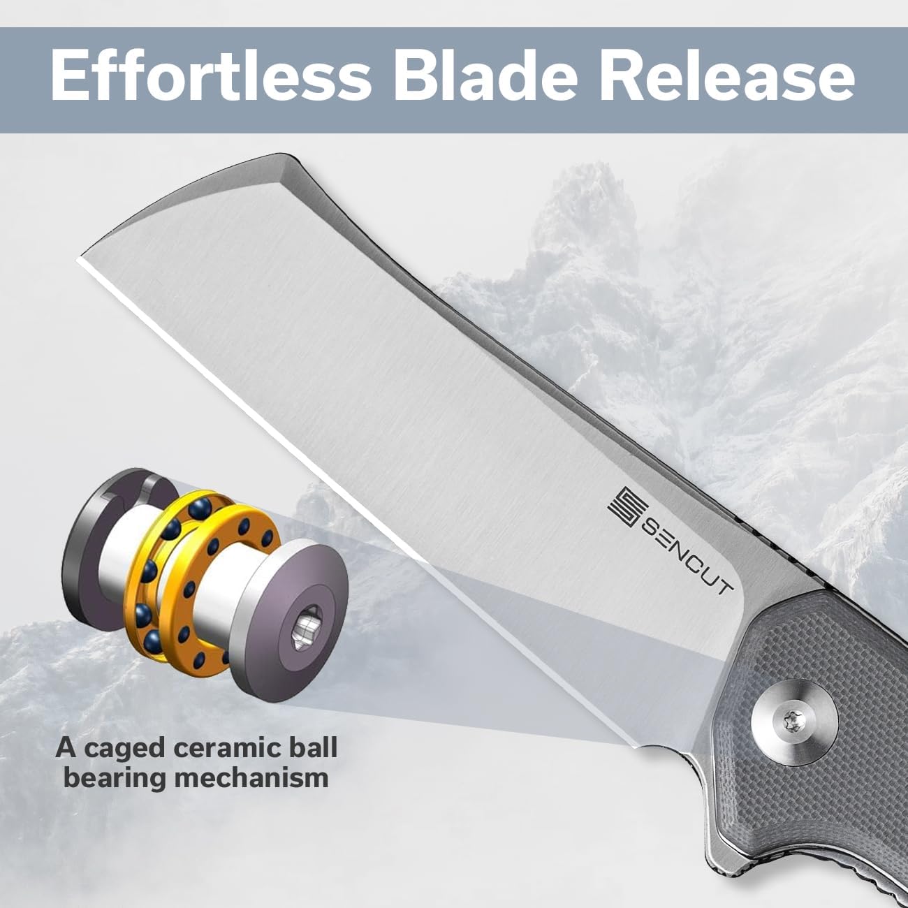 SENCUT Traxler – Cuchillo de bolsillo para hombre, cuchillo plegable para EDC, cuchillos de bloqueo con hoja de pie de oveja de 3.49 pulgadas y