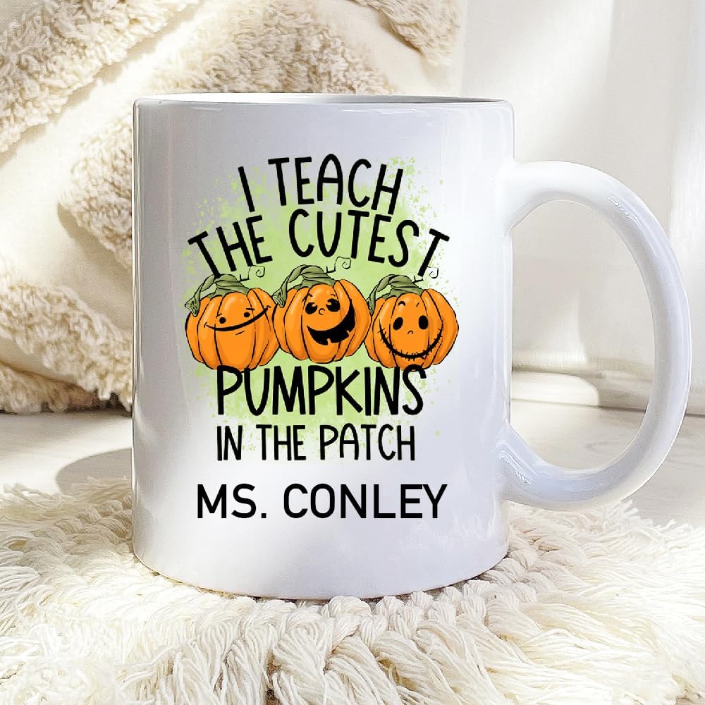 Taza de café personalizada con diseño de calabazas, regalo de agradecimiento a la vida del profesor, regalo de Navidad, primer día de escuela,