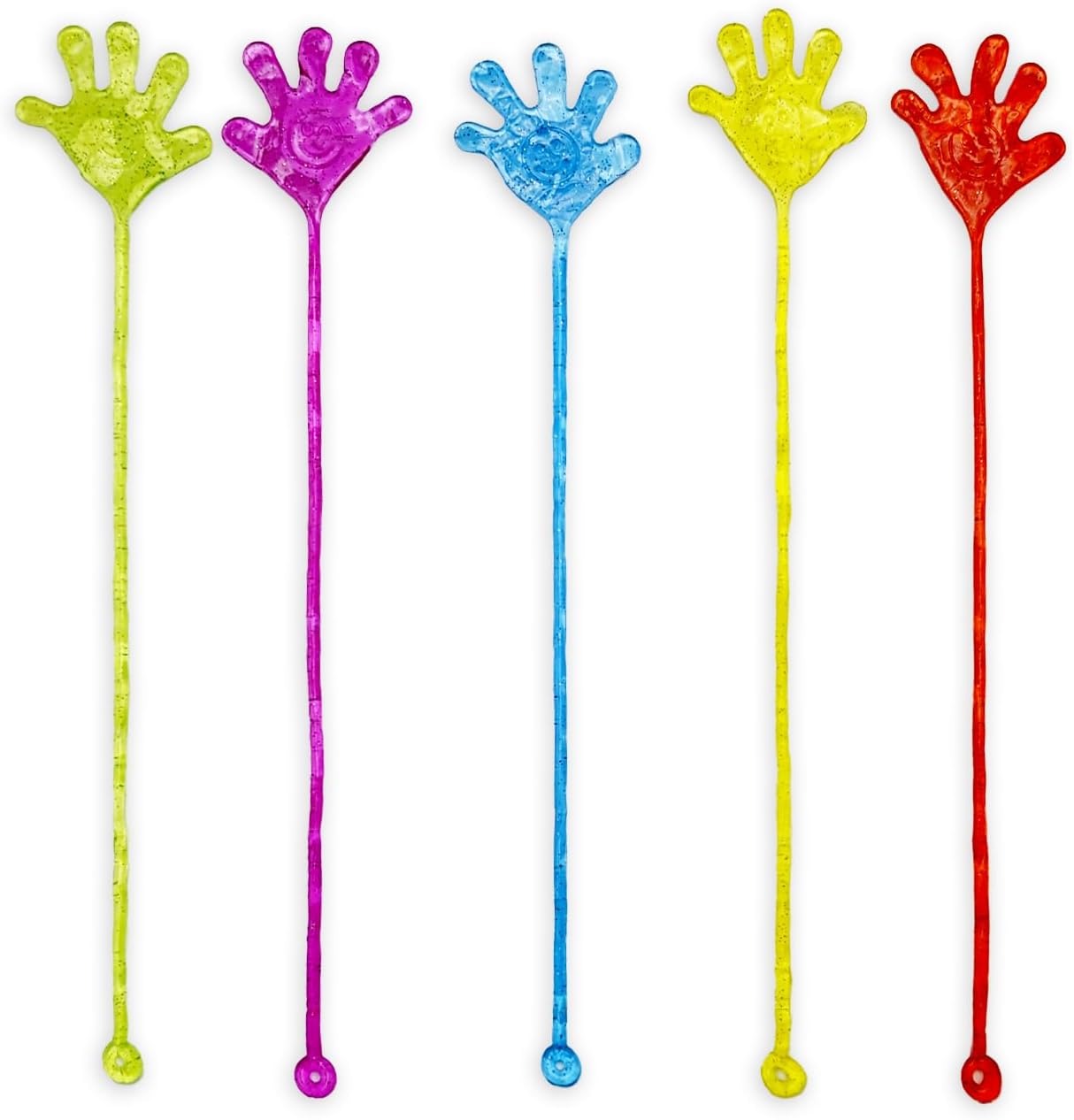 40 manos adhesivas, divertidas y elásticas con purpurina para niños, juguete sensorial en 5 colores surtidos, juguetes de mano adhesivos para
