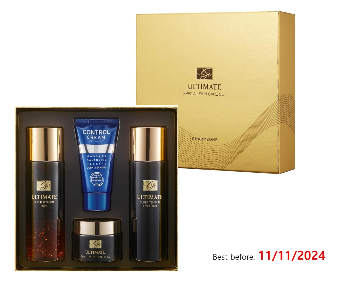 CHARMZONE TOPNEWS GE Ultimate Special Skin Care – Juego de 4 ceramidas de propóleo de abeja negra con ácido hialurónico para reafirmar y nutrir la