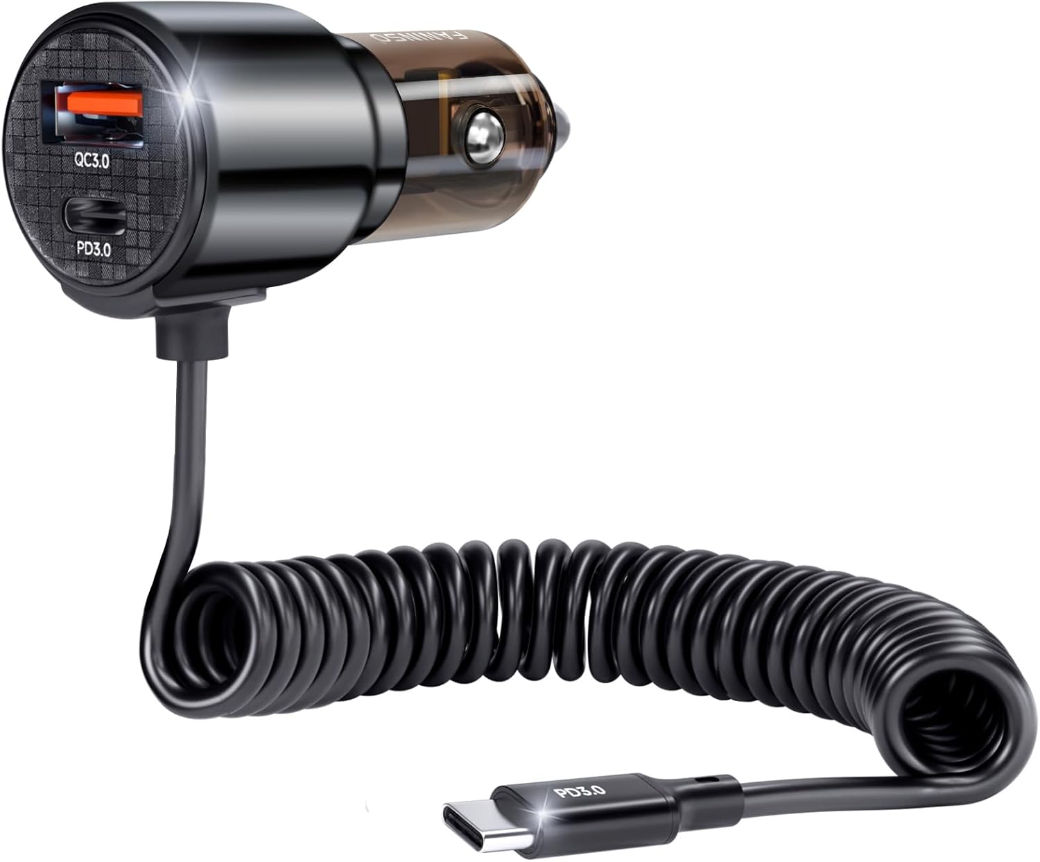 Cargador de coche retráctil 3 en 1 de 110 W con cable tipo C, cuerpo compacto, adaptador de carga rápida USB C para iPhone 15 Pro MaxPlus1413, iPad,