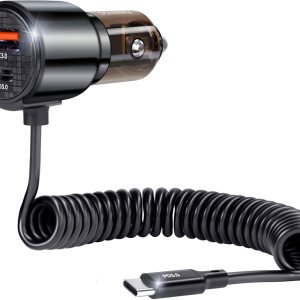 Cargador de coche retráctil 3 en 1 de 110 W con cable tipo C, cuerpo compacto, adaptador de carga rápida USB C para iPhone 15 Pro MaxPlus1413, iPad, Cargador de coche retráctil 3 en 1 de 110 W con cable tipo C, cuerpo compacto, adaptador de carga rápida USB C para iPhone 15 Pro MaxPlus1413, iPad,