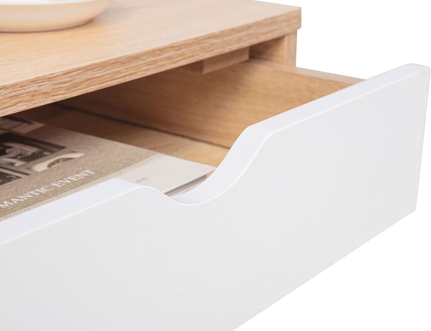 JJS Mesa auxiliar auxiliar, mesita de noche, mesita de noche con cajón y estantes de almacenamiento, mesa de sofá para sala de estar, dormitorio,