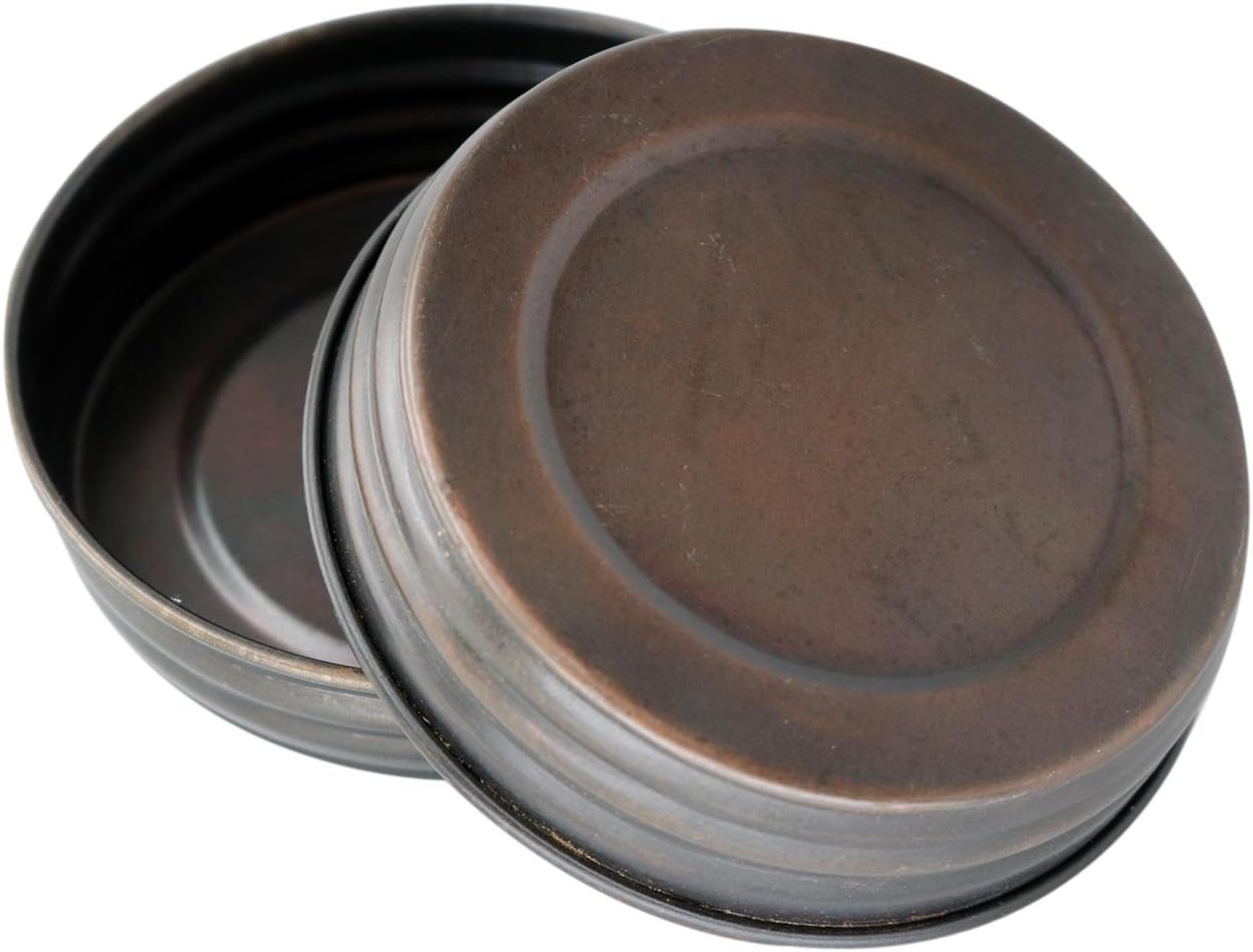 Tapas de reproducción vintage de bronce aceitado de boca ancha para tarros de conservas de masón, bola, lata (paquete de 4, boca ancha)