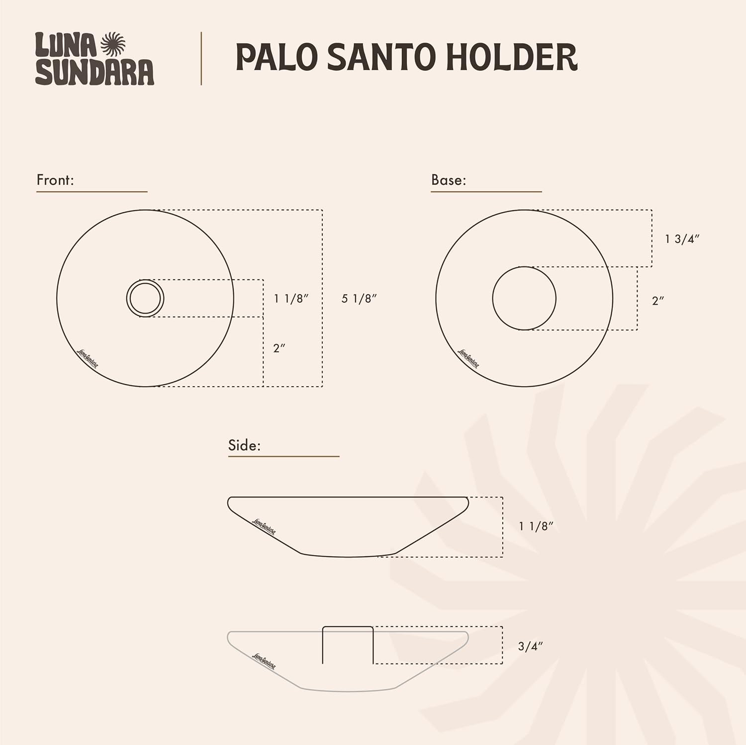Luna Sundara Auténtico soporte para palitos de Palo Santo de cerámica de Perú y soporte para incienso, incluye 5 palitos de Palo Santo hechos a