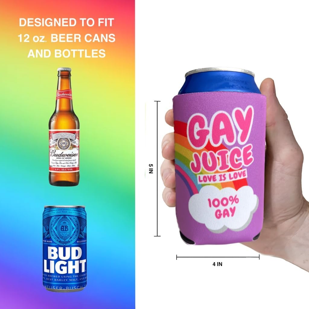 Pride Themed Coozies – Muestra tu orgullo y apoyo  Material de neopreno de alta calidad  Paquete de 6 (lata de cerveza estándar de 12 onzas)