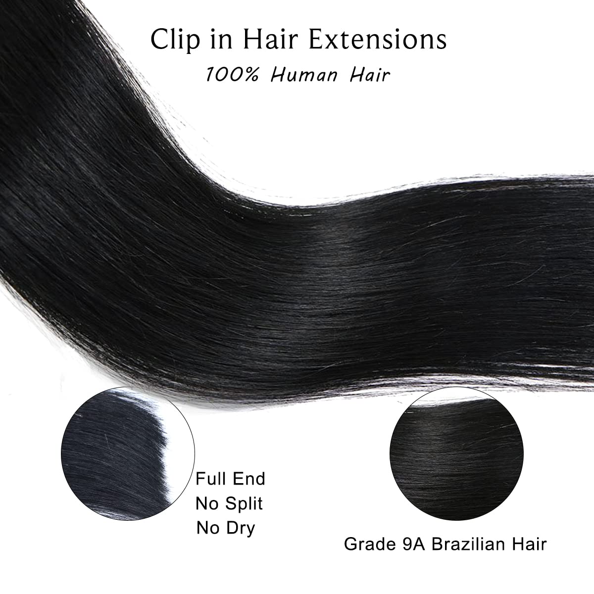 Extensiones de cabello humano con clip, 7 piezas, 2.4onzas, 15, 18, 20, 22 pulgadas, sedoso y liso, con tramas, sin costuras, para extensiones de
