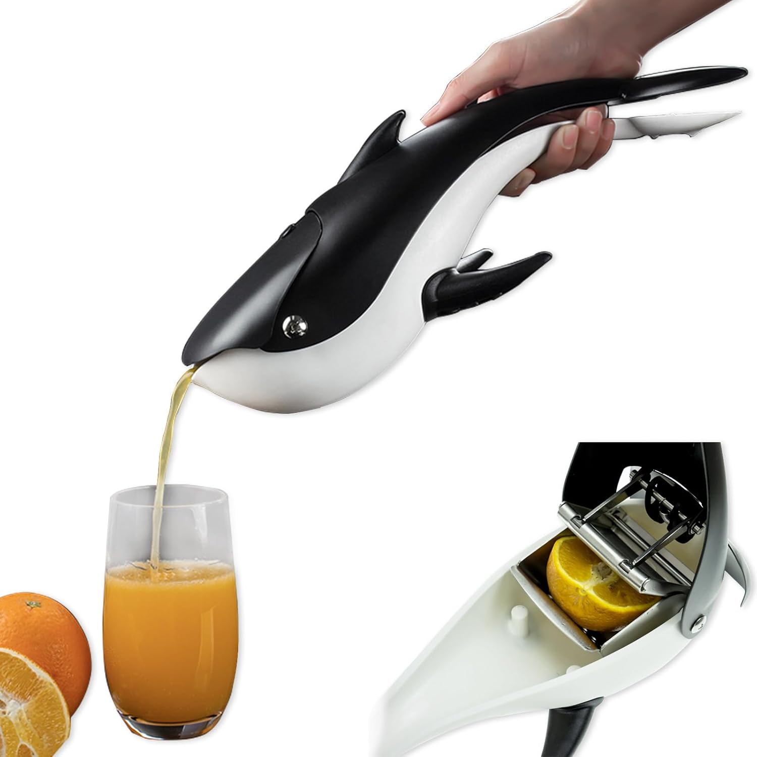 Exprimidor de limón de ballena asesina, práctico exprimidor de cítricos, presenta tu jugo de frutas frescas con exprimidor manual