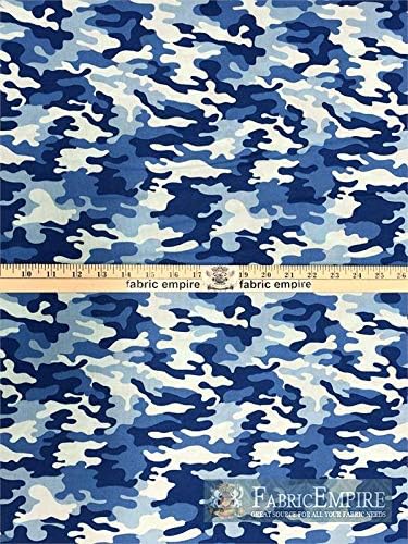 100 % algodón con estampado de colcha, telas de camuflaje45 pulgadas de anchovendido por The Yard (azul)