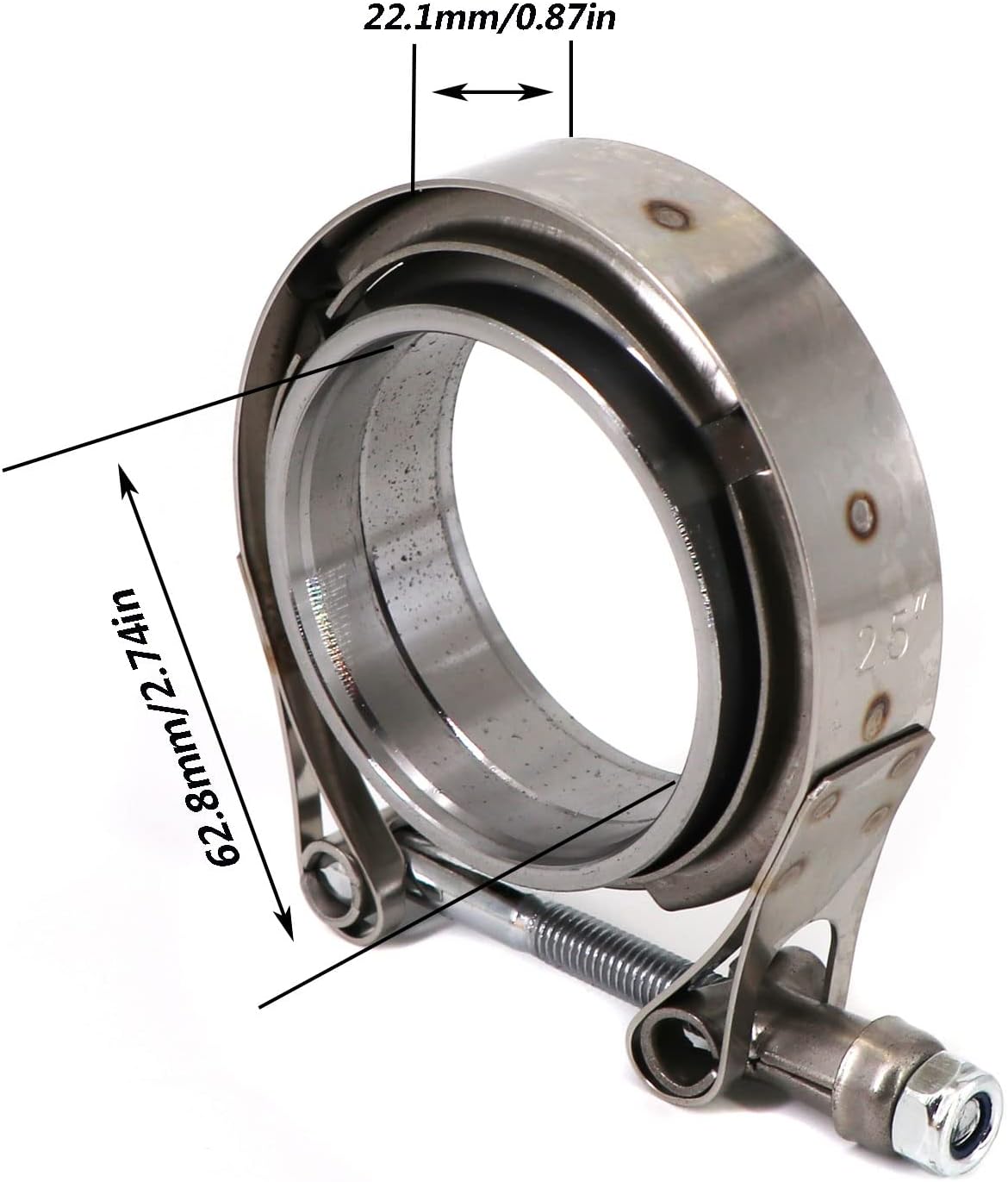 Abrazadera de perno de banda en V de acero inoxidable de 2.5 pulgadas con 2 piezas de bridas macho hembra kit para tubos de escape Turbo