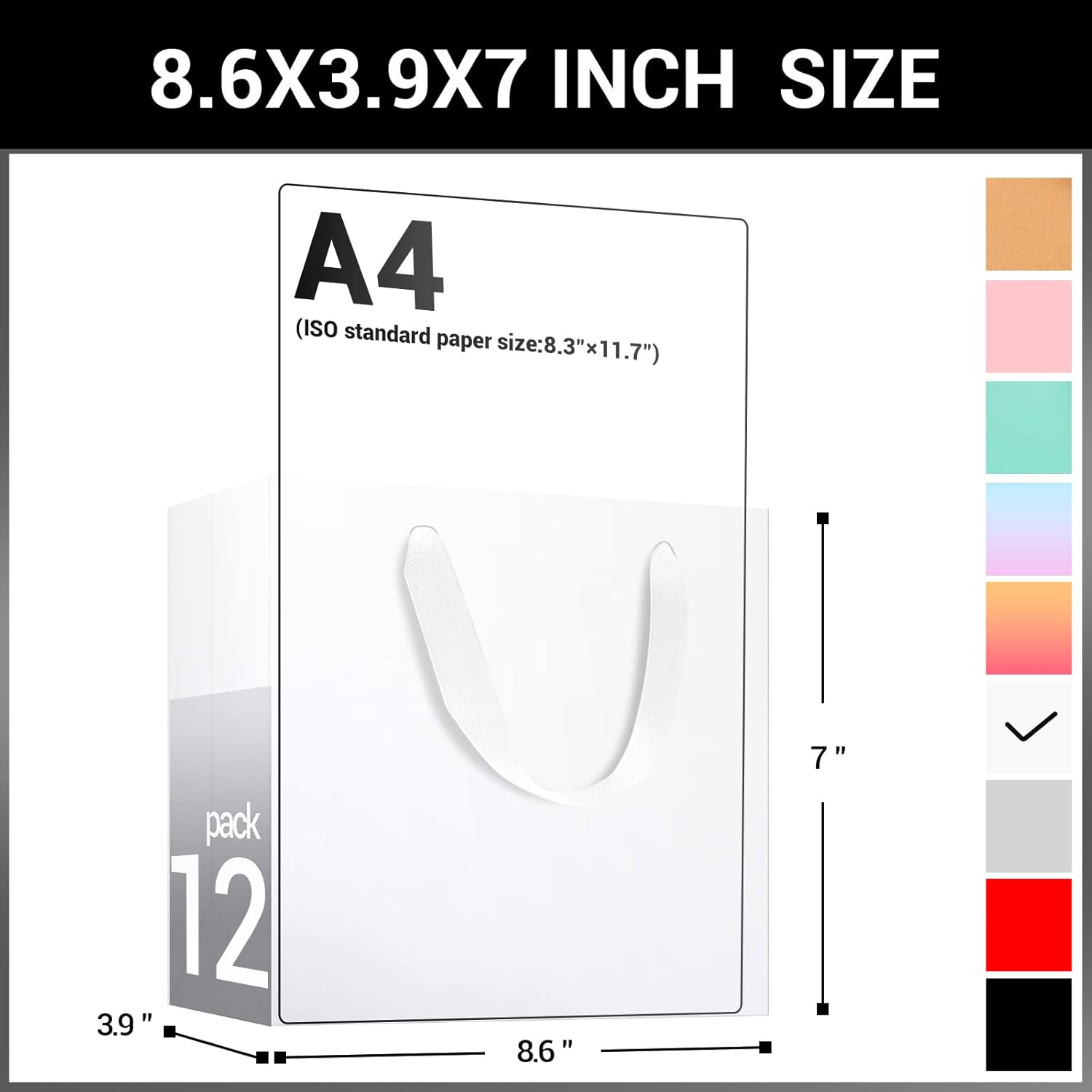 EUSOAR Bolsas de papel de estraza pequeñas de 8.6 x 3.9 x 7 pulgadas con asas, bolsas resistentes para bodas, comestibles, boutique, venta al por