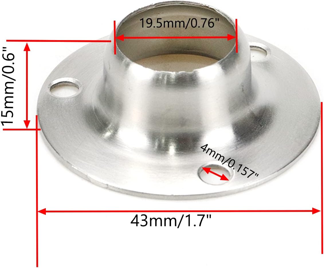 Soportes de varilla de armario Soporte de extremo de varilla de 34 “de diámetro – 8 piezas
