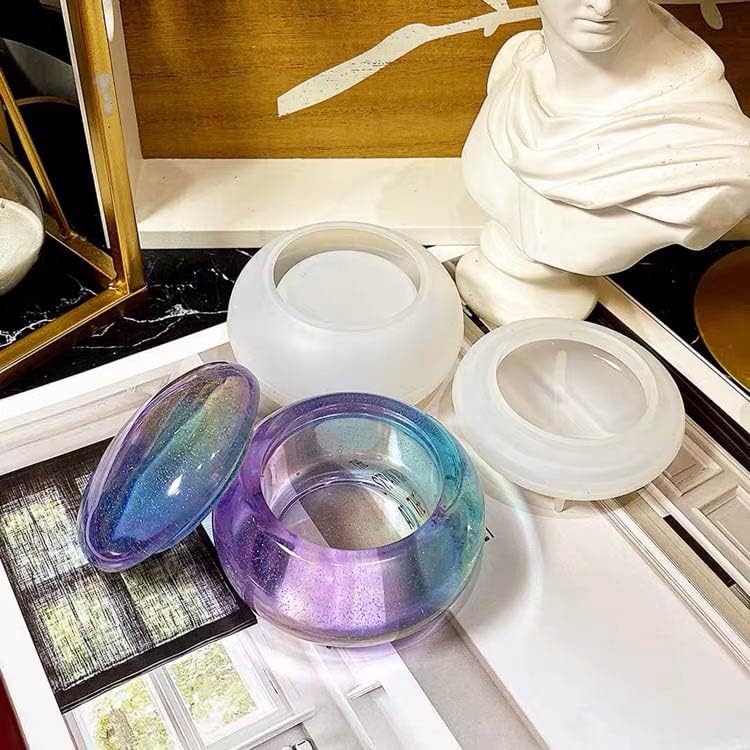 2 moldes para tarros pequeños, molde de resina para platos de joyería, caja con tapa de silicona, molde de caja de almacenamiento, soportes para