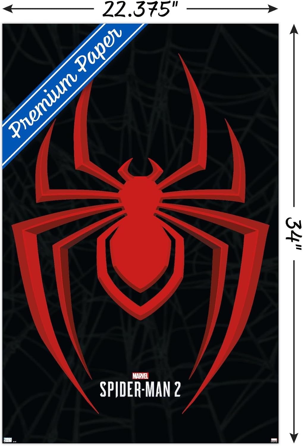 Trends International Marvel’s Spider-Man 2 – Póster de pared con icono de Miles Morales, 22.37 x 34.00 pulgadas, paquete de póster y montaje prémium