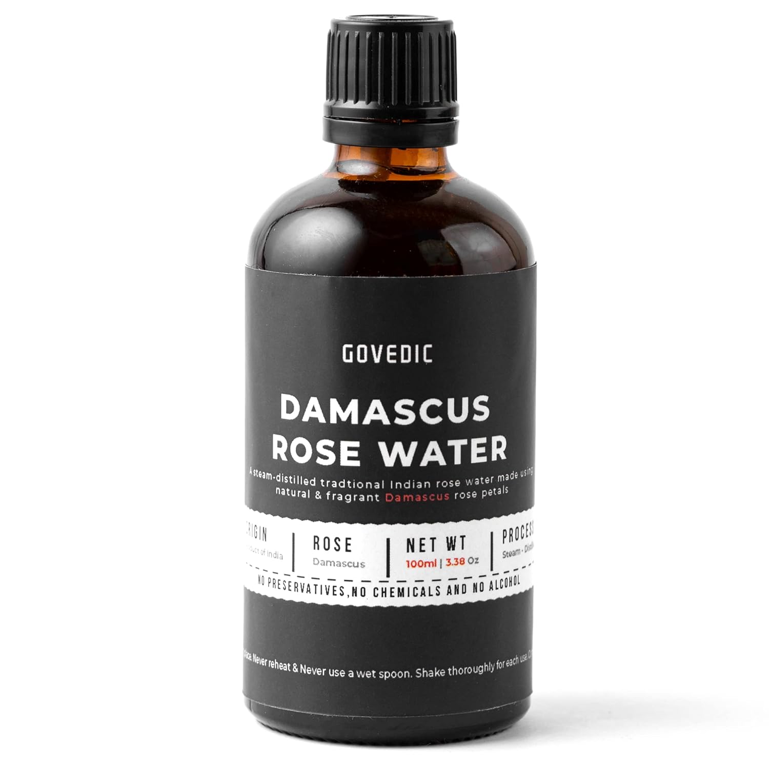 Govedic Agua de rosas para cocinar, hornear, cócteles  Agua de rosas 100% de grado alimenticio  Cuidado facial y capilar  Rosa de damasco comestible