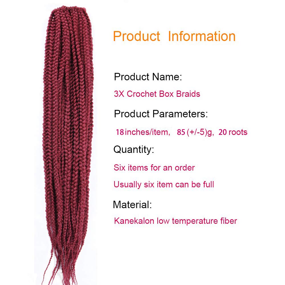 Mayloss 6 paqueteslote (14182430) pulgadas, 20 hebras por paquete de 3 extensiones de cabello de ganchillo trenzadas, 3 unidades, extensiones de