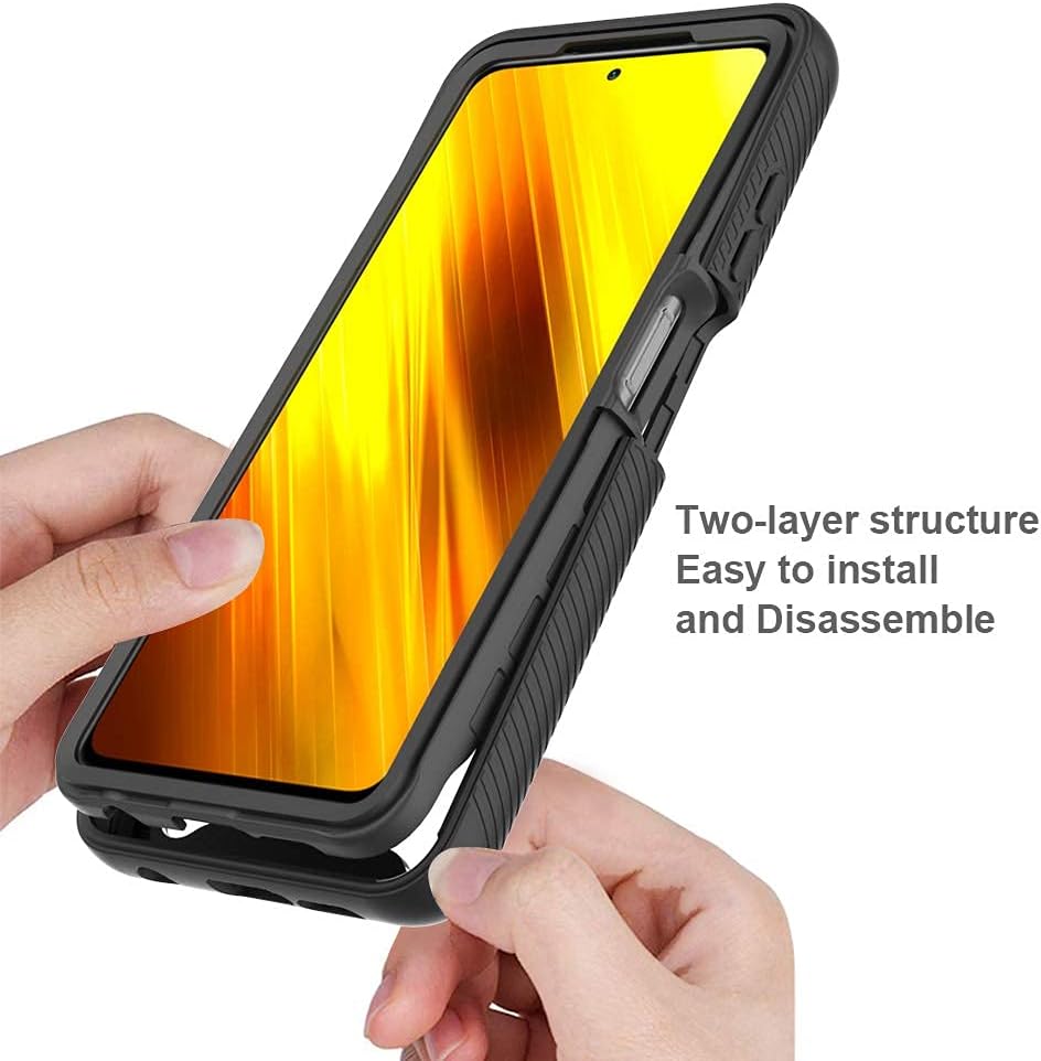 Asuwish Funda de teléfono para Xiaomi Poco X3 ProPocoX3 NFCPoco X3 con protector de pantalla de vidrio templado híbrido resistente resistente
