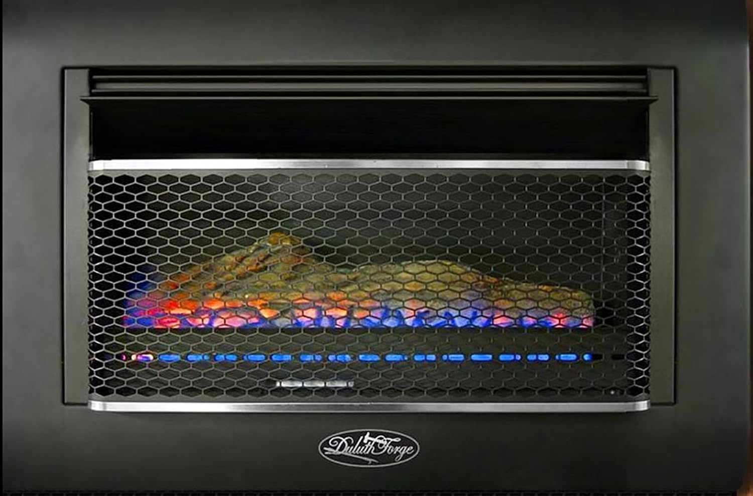 Duluth Forge Sistema de chimenea de gas sin ventilación de combustible dual con manto, control de termostato, 1 troncos de fuego, uso con gas