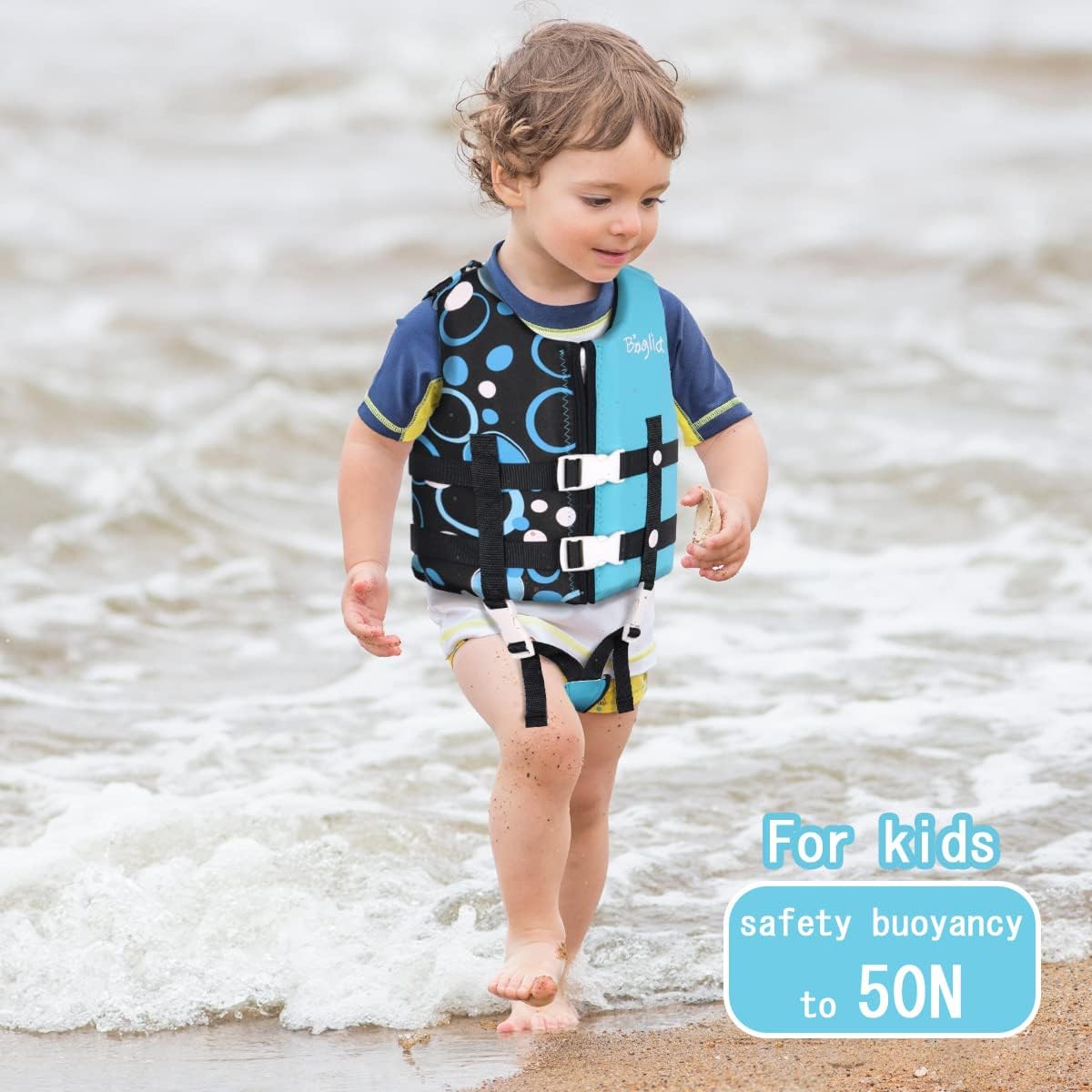 Boglia Chaleco de natación para niños pequeños con correa de seguridad ajustable para aprender a nadar, niños de 1 a 9 años, 24 a 75 libras