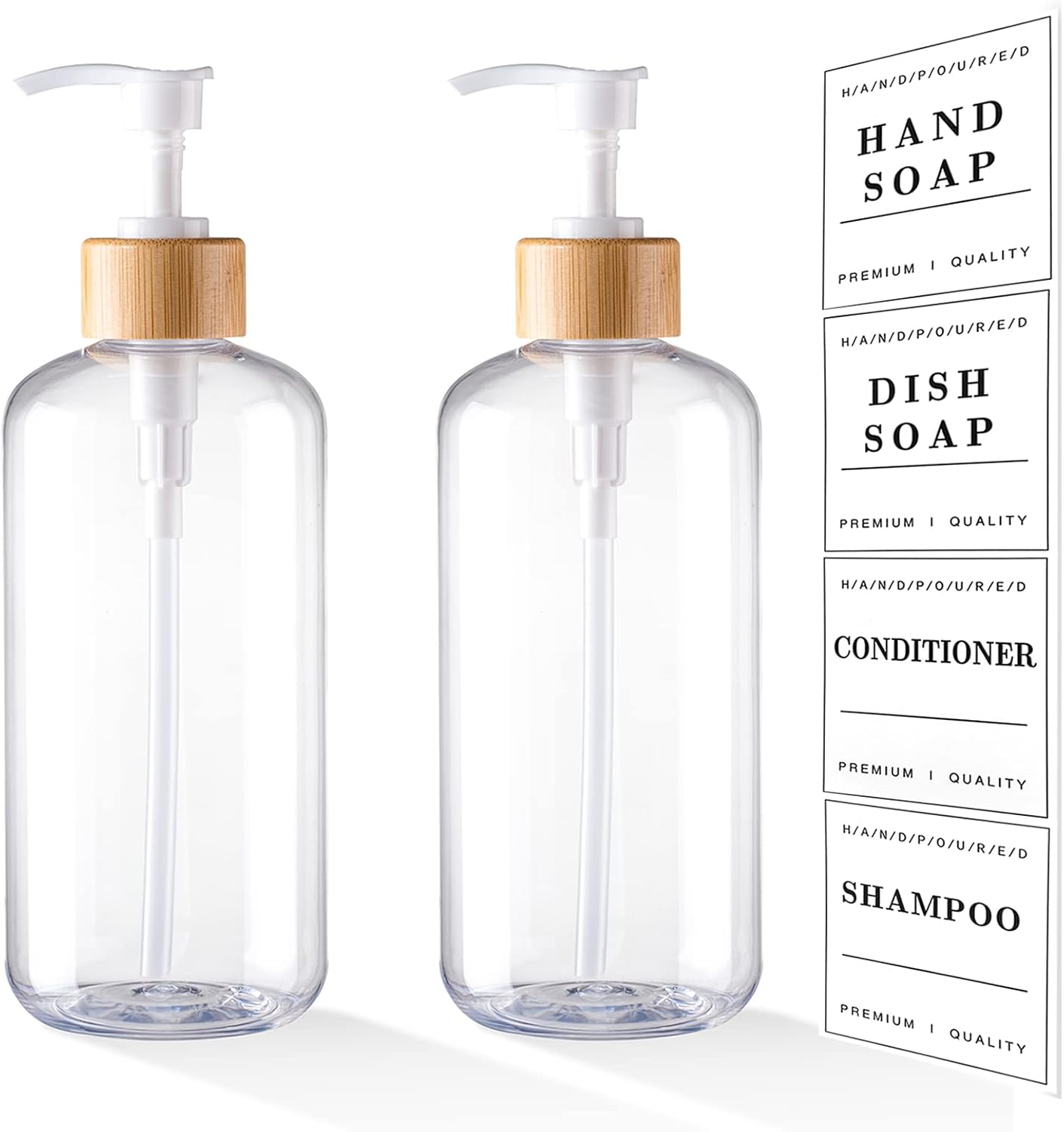 Juego de dispensador de jabón transparente de 16 onzas, dispensador de jabón de plástico para manos y platos, dispensador de jabón para cocina,