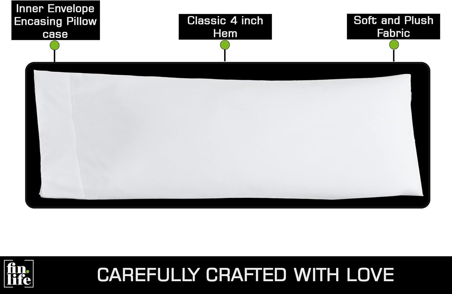 Fin.life Funda de almohada corporal, color gris pizarra, 21 x 54 pulgadas, 100% algodón, 400 hilos, funda de almohada con cierre interior envolvente