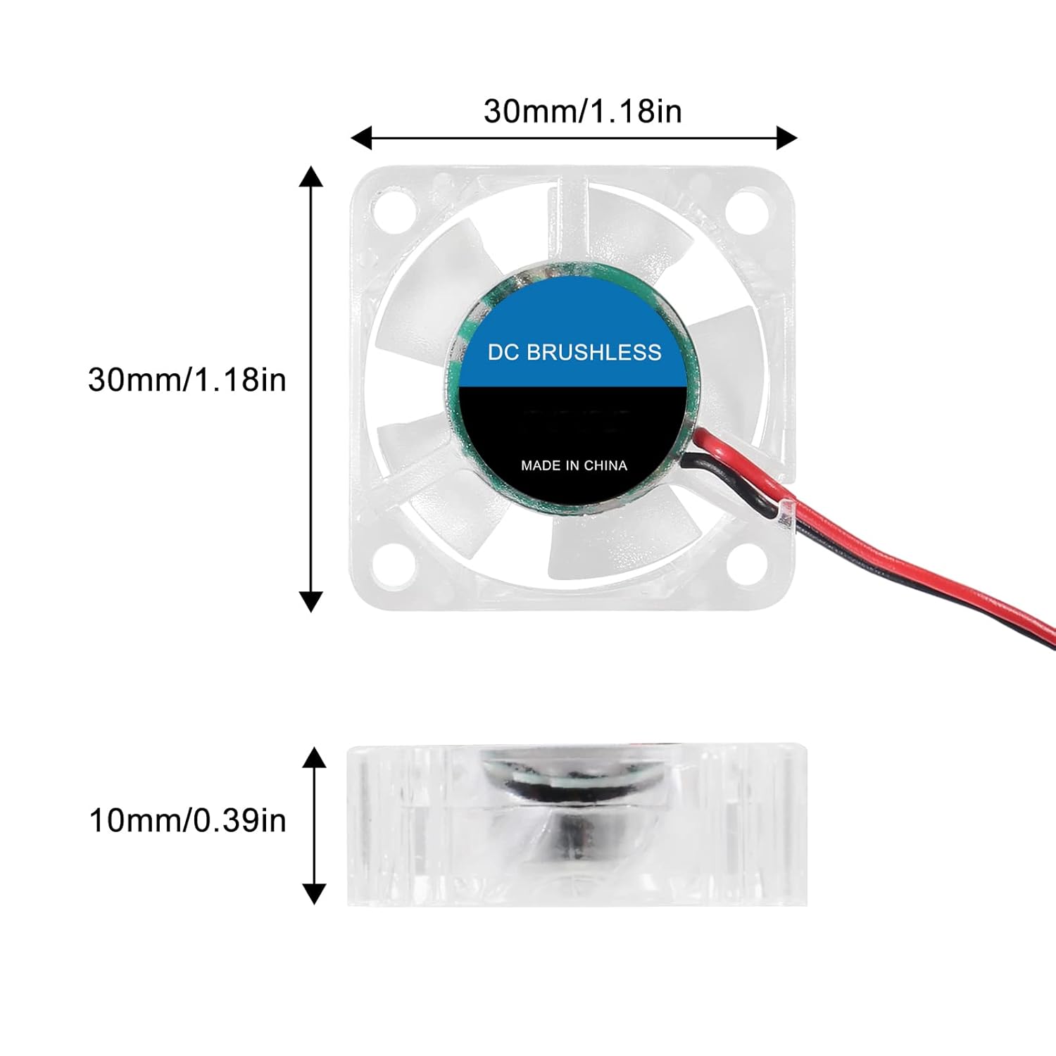 4 unids 3010 ventilador 1.181 in 1.181×1.181×0.394 in RGB ventilador color Led DC 24V 3010 DC enfriador hidráulico rodamiento sin escobillas