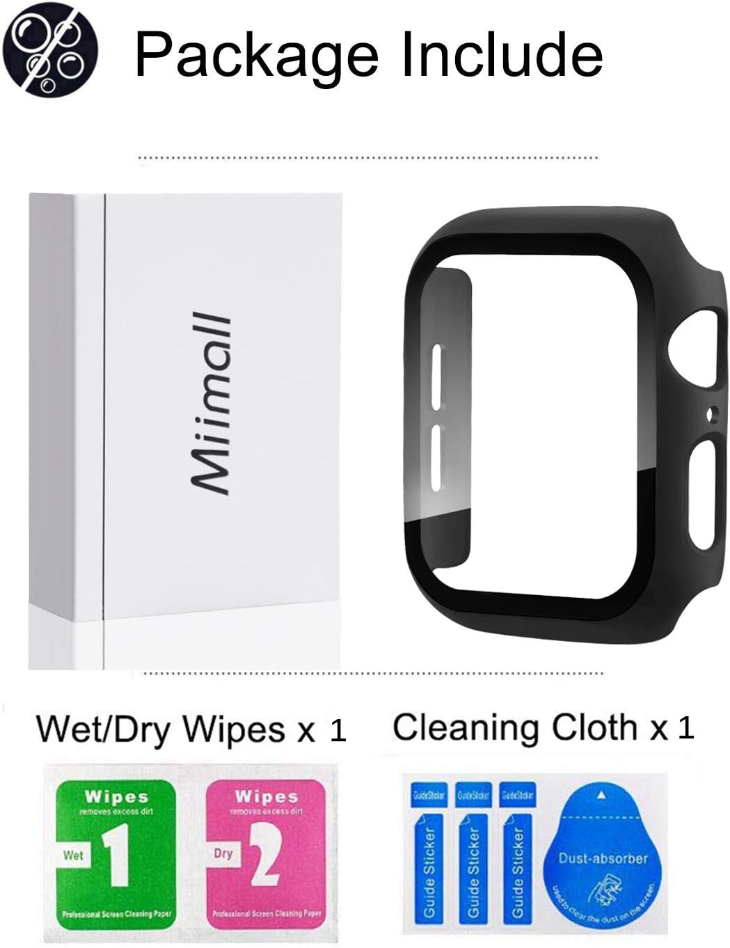 Miimall Funda compatible con Apple Watch Series 3, 2, 1 de 1.496 pulgadas con protector de pantalla, cubierta dura mate antiarañazos a prueba de
