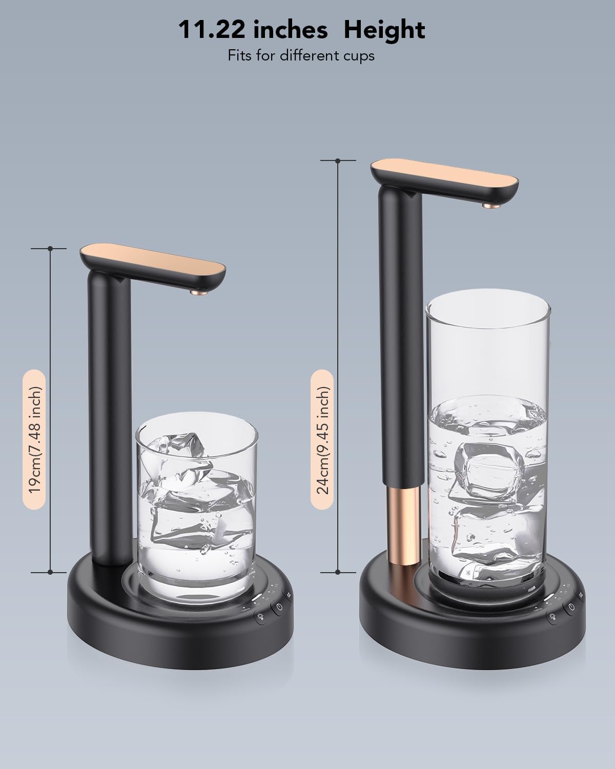 Dispensador de botellas de agua de escritorio, dispensador eléctrico de agua de mesa con diseño de altura ajustable para bomba de botella de 1 a 5