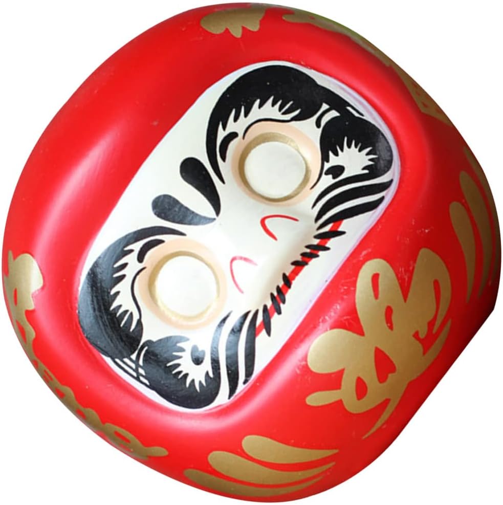 STOBOK Decoración para el hogar, caja de ahorro de muñeca japonesa Daruma de cerámica, alcancía de gato, banco de deseos, estatua zen de la suerte,
