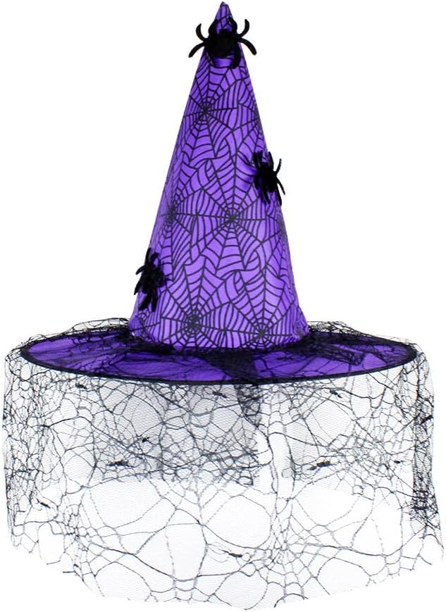 Sombreros de bruja de Halloween, velo de telaraña, sombrero de bruja para mujer, accesorio de disfraz para Halloween, fiesta de cosplay