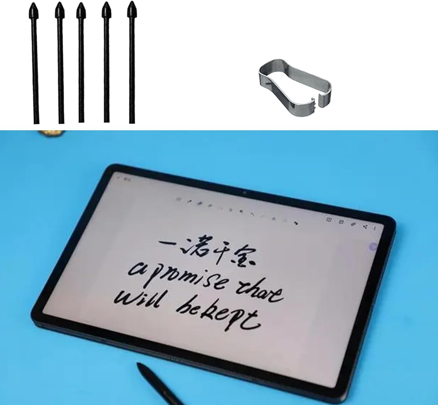 Paquete de 5 puntas negras de repuesto para bolígrafo Tab S7 FE S compatibles con Samsung Galaxy Tab S7 FE S Pen Tips de repuesto + 1 pinza