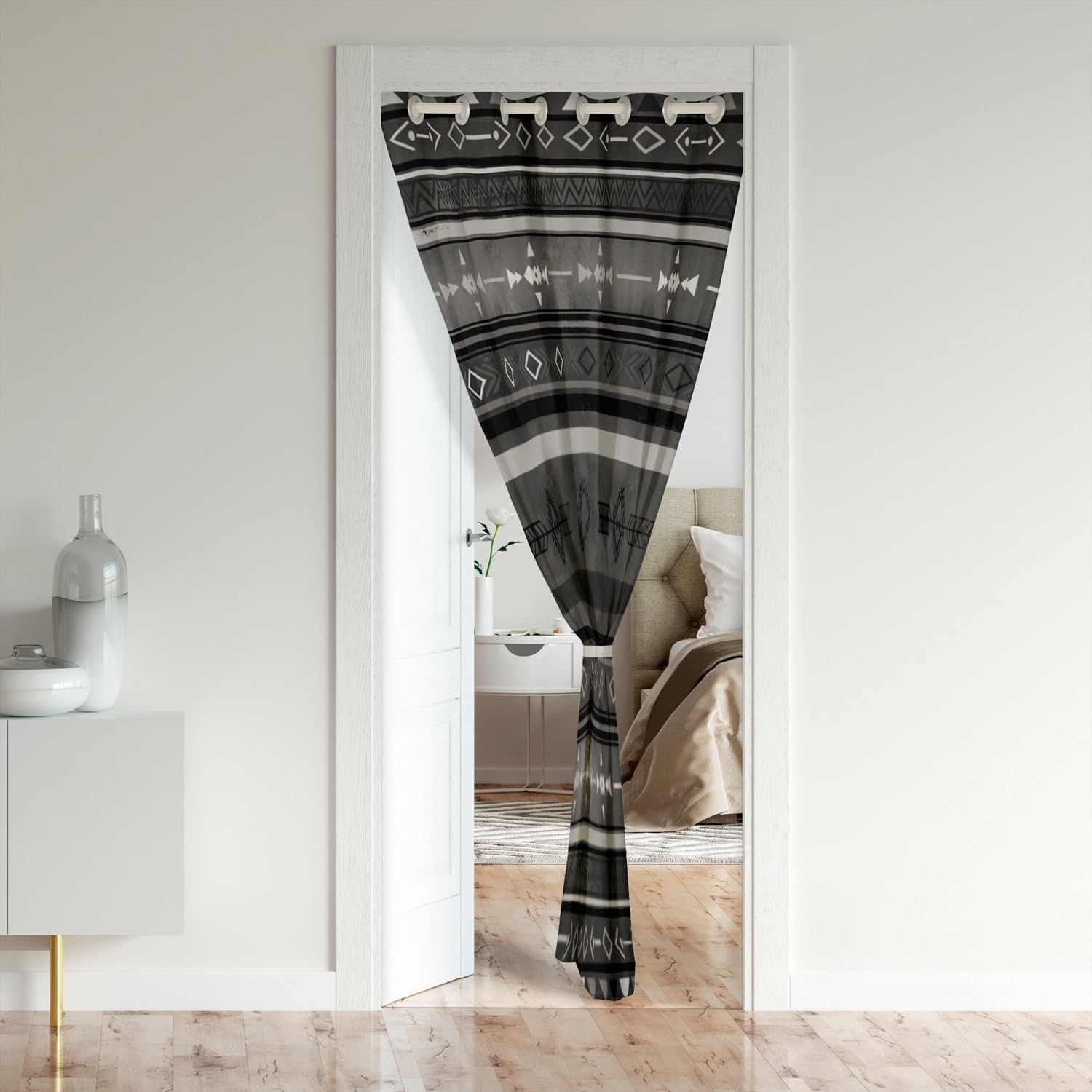 Southwestern – Cortina de puerta de armario para sala de estar, 42 x 80 pulgadas, cortina tribal para divisor de habitación geométrico, cubierta de