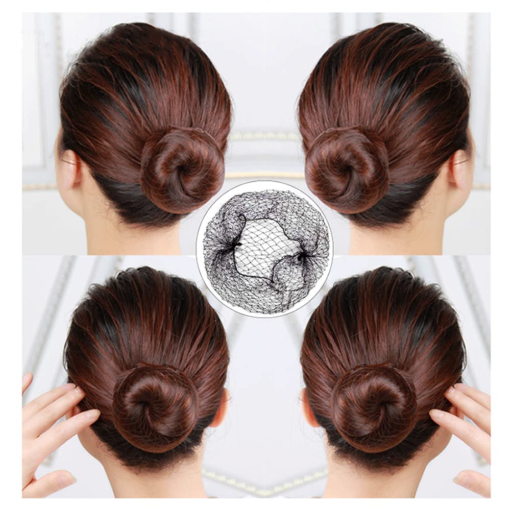 Hair Net Invisible Elasticity Mesh Wig Nets Edge Mesh Set, 30 PCS Hair Net, 50 PCS U-Pin and 20 PCS Seamless Hair Rope,For Hair Bun Dancer Kitchen