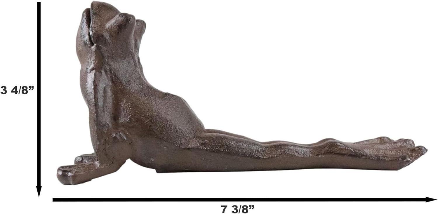 Ebros Gift Tope de puerta de hierro fundido rústico con diseño de rana de sapo para yoga, decorativo, coleccionable, estatua de cuña
