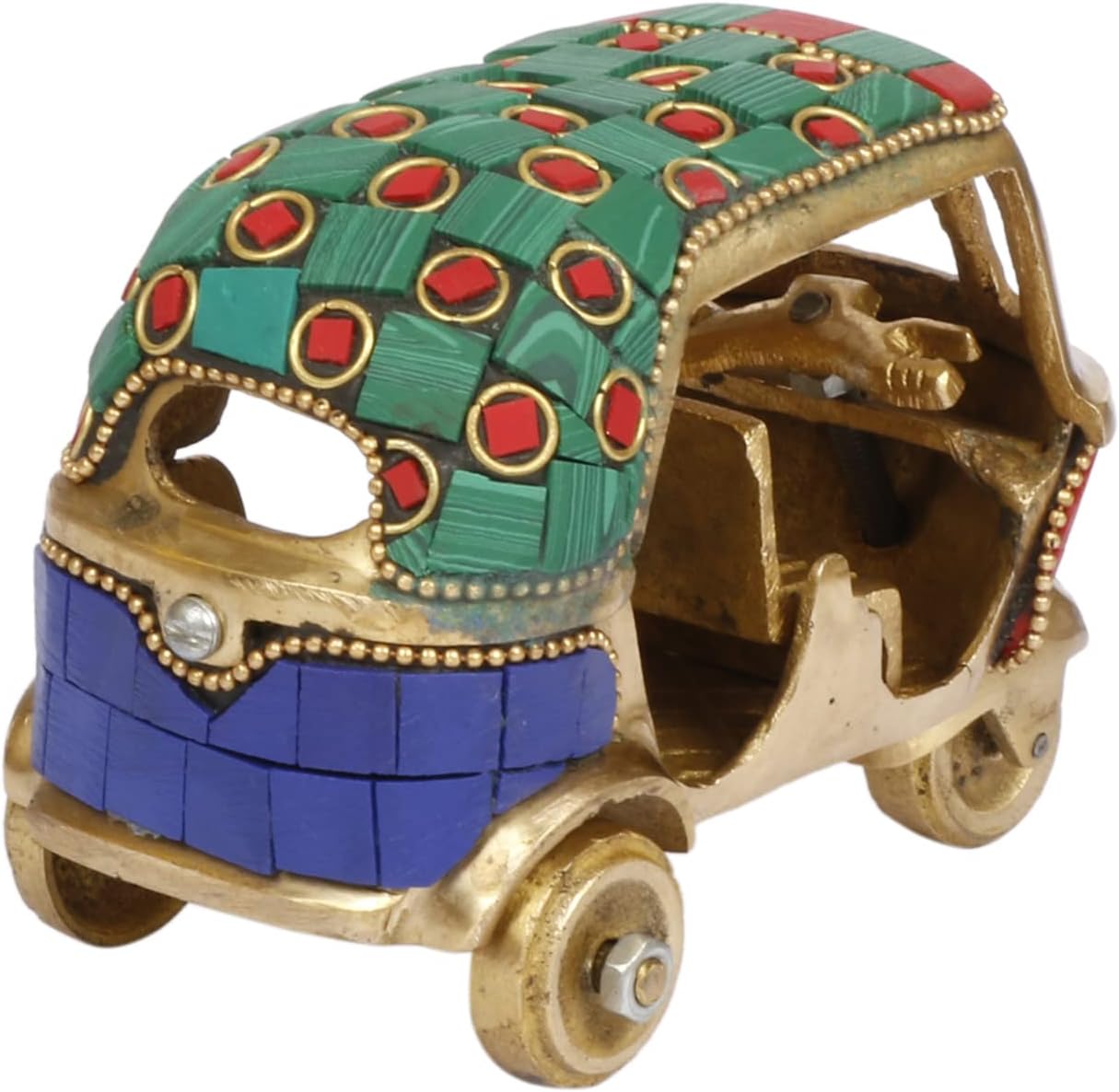 Artvarko Latón auto Rickshaw estatua de trabajo manual de piedras preciosas multicolor decoración del hogar regalo de pieza de exhibición.
