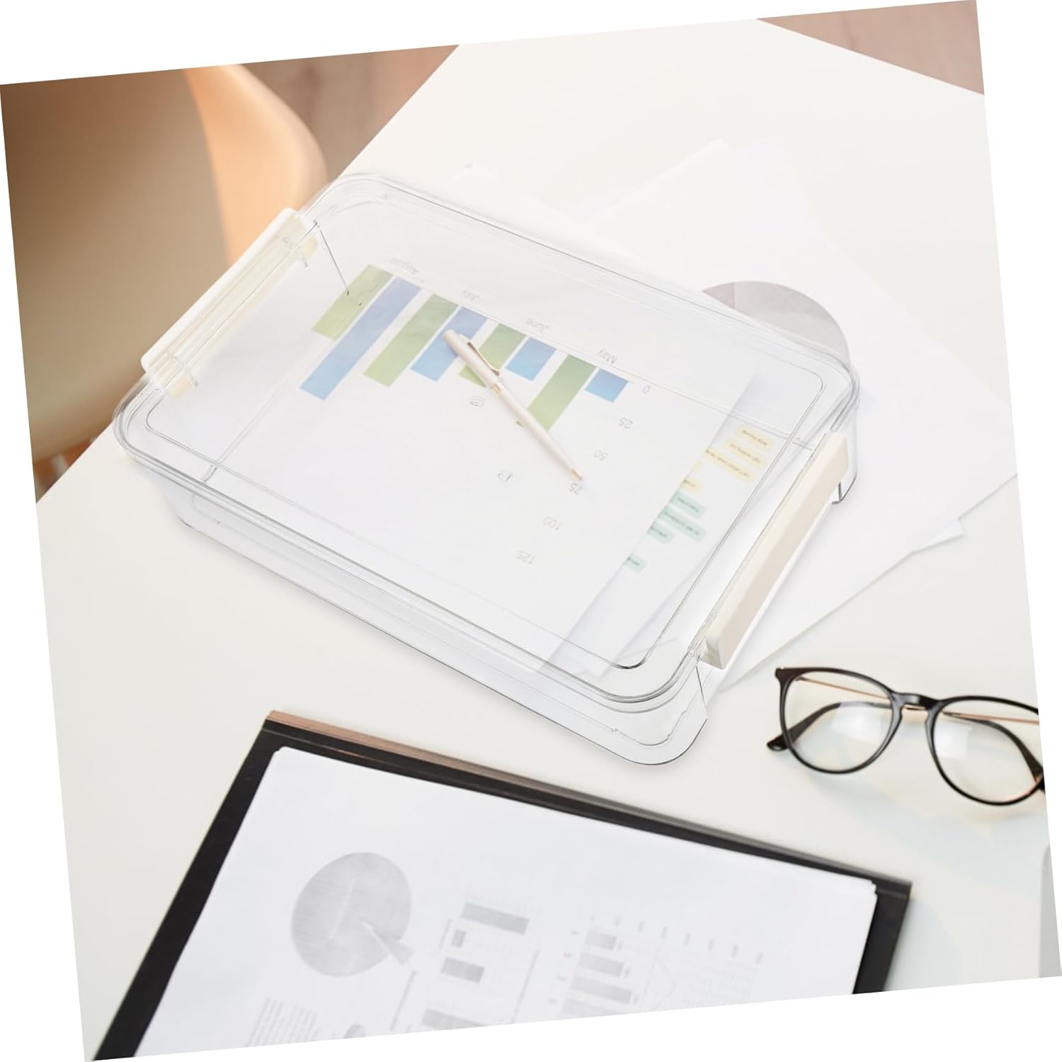 MAGICLULU Caja de plástico Contenedores de almacenamiento de fotos Contenedores de documentos para organizar documentos, organizador de documentos,