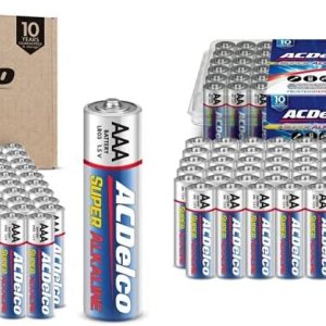 ACDelco 100 pilas AAA, batería súper alcalina de máxima potencia y ACDelco 60 pilas AA, batería súper alcalina de máxima potencia, 10 años de vida ACDelco 100 pilas AAA, batería súper alcalina de máxima potencia y ACDelco 60 pilas AA, batería súper alcalina de máxima potencia, 10 años de vida