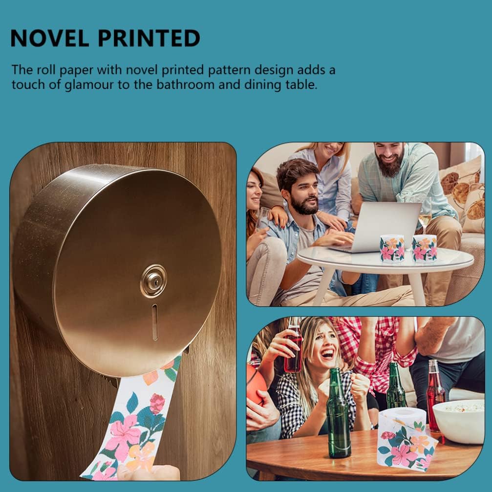 jojofuny Regalos a granel, 2 rollos de papel higiénico floral para fiesta, papel higiénico de dinero falso con flores novedosas, rollo de papel