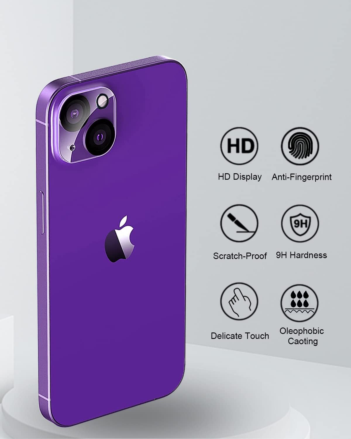 Paquete de 3 protectores de lente de cámara compatibles con iPhone 14 Plus y iPhone 14, vidrio templado 9H, antiarañazos, Ultra HD, fundas de cámara