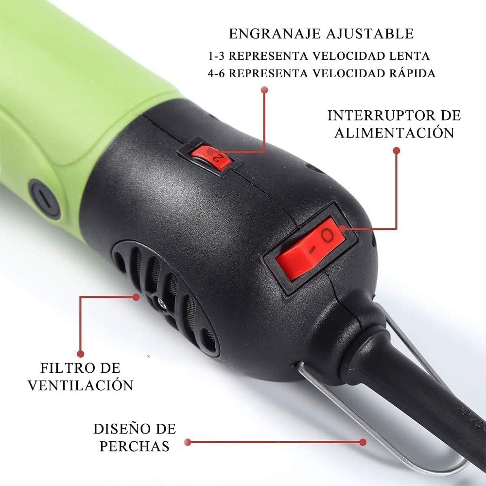 CGOLDENWALL Cizalla de ovejas eléctrica portátil profesional con 6 velocidades ajustables para caballos, ganado, cabras, poni verde, 110 V (9