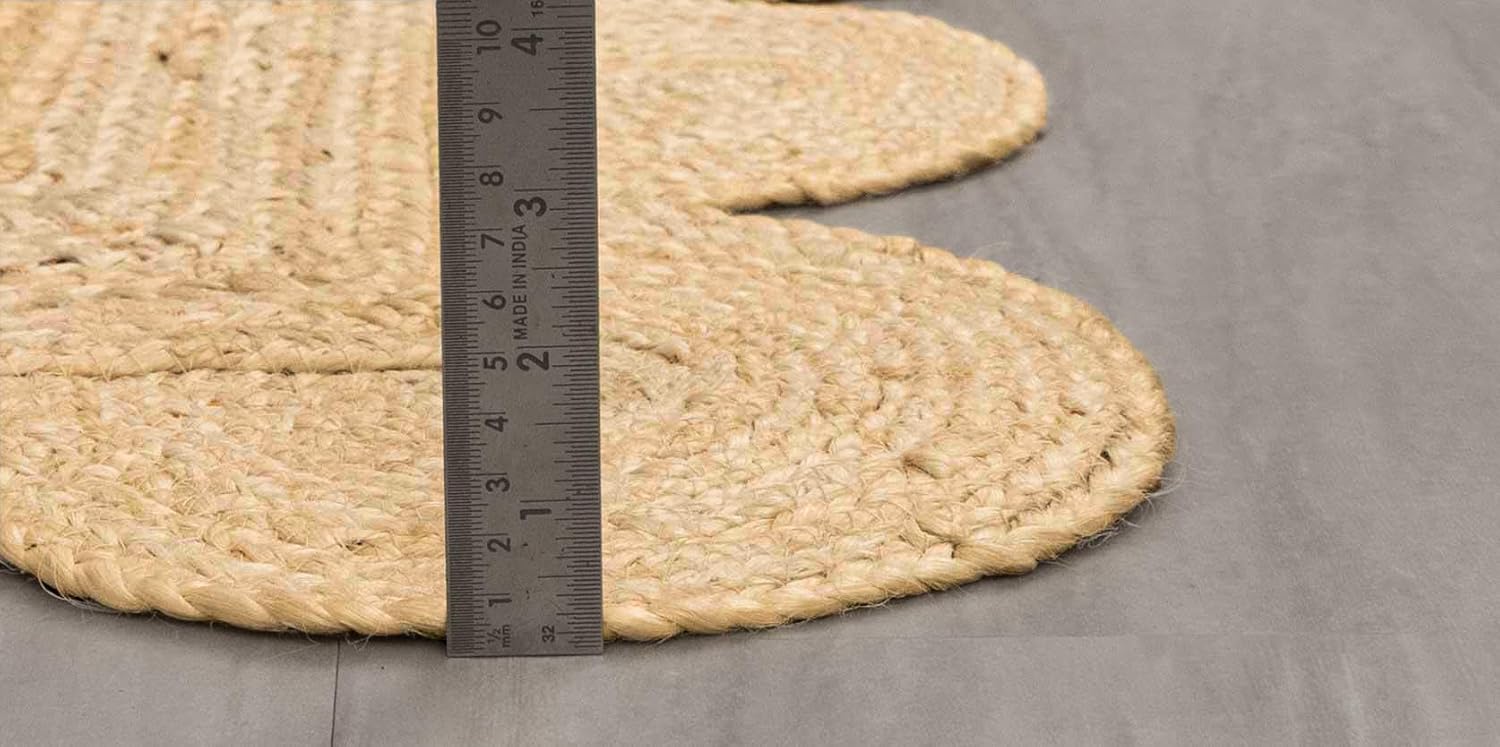 Alfombra de yute festoneado de 5 x 7 pulgadas, alfombra de baño bohemia natural de 2 x 3 pulgadas, alfombra de pasillo de yute para cocina, 2.6 x 6
