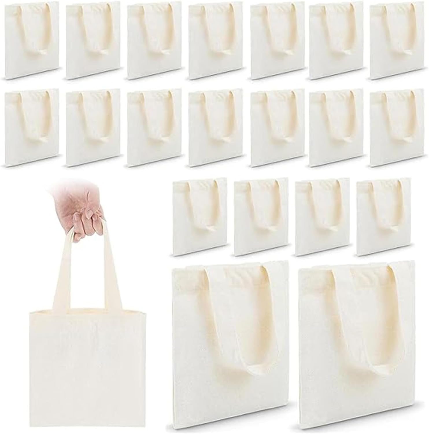 Bolsas de lona, bolsas de sublimación, 8.5 x 8 pulgadas, reutilizable, mini bolsa de mano en blanco a granel, bolsas de manualidades con asas,