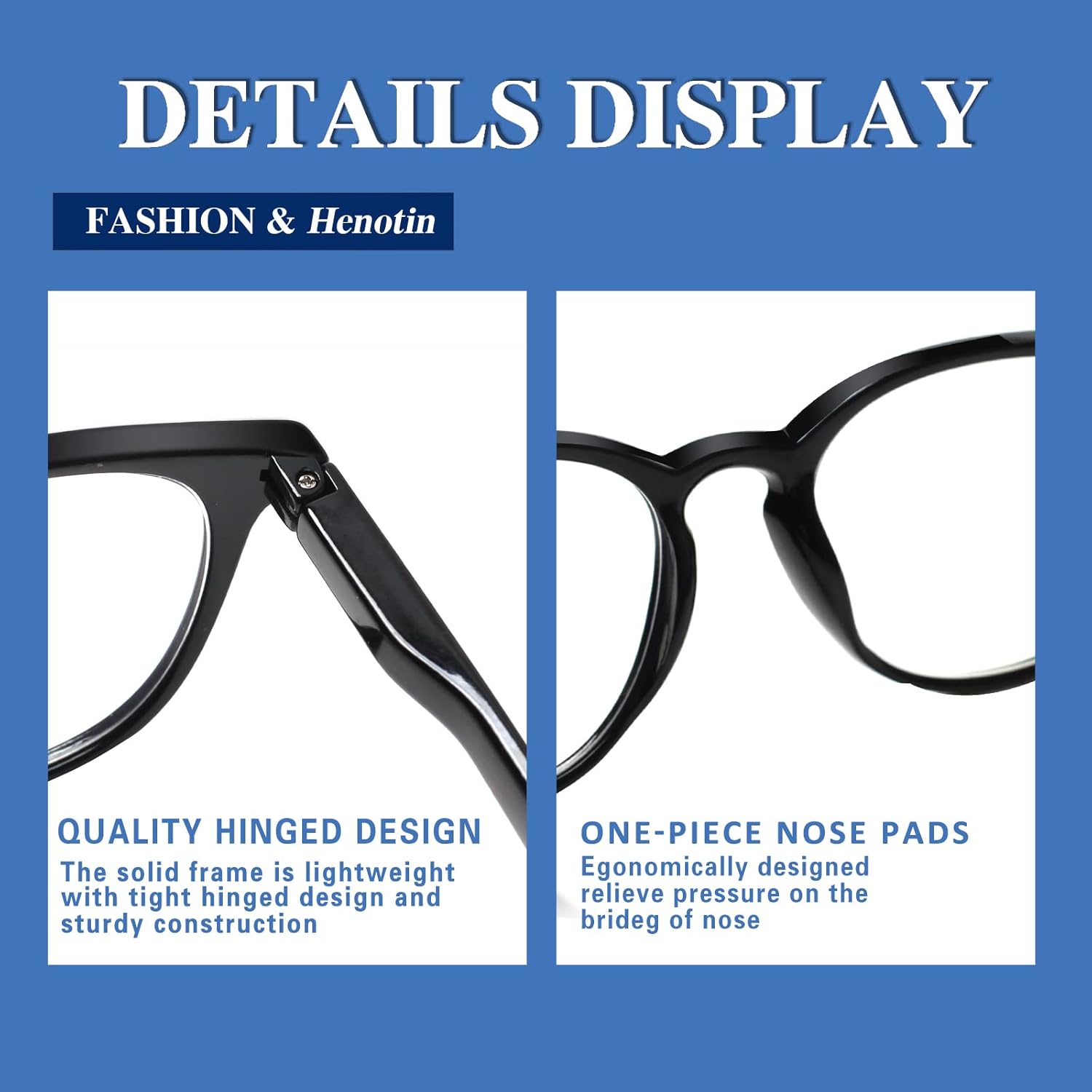 Henotin Paquete de 6 lentes de lectura para mujeres y hombres, bloqueo de luz azul, elegantes lectores de computadora con funda de cuero