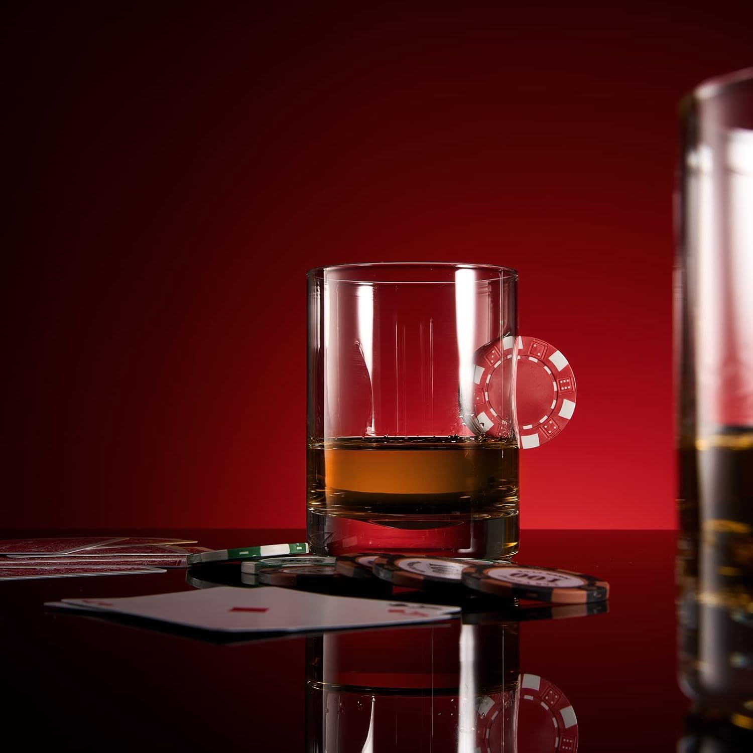 Poker Chip – Vasos de whisky y vino  Juego de 2  Up The Ante Stuck In The Glass Poker Chip – Cristalería de cóctel, regalo para jugador, cristalería
