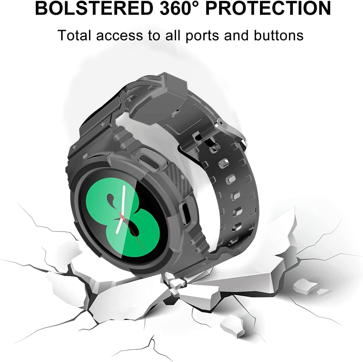 VeveXiao Correa resistente compatible con Samsung Galaxy Watch 4 de 1.575 pulgadas y 1.732 pulgadas, correa de repuesto incorporada, accesorios para