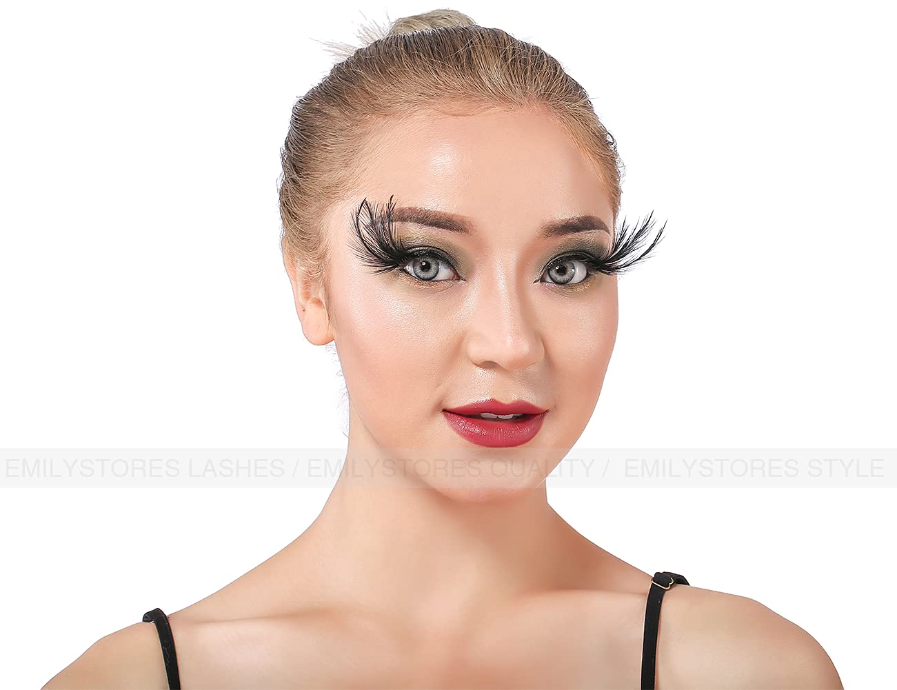 EMILYSTORES – Pestañas para disfraz de alas negras de plumas sintéticas para Halloween, pestañas dramáticas, aspecto de fiesta, 1 par