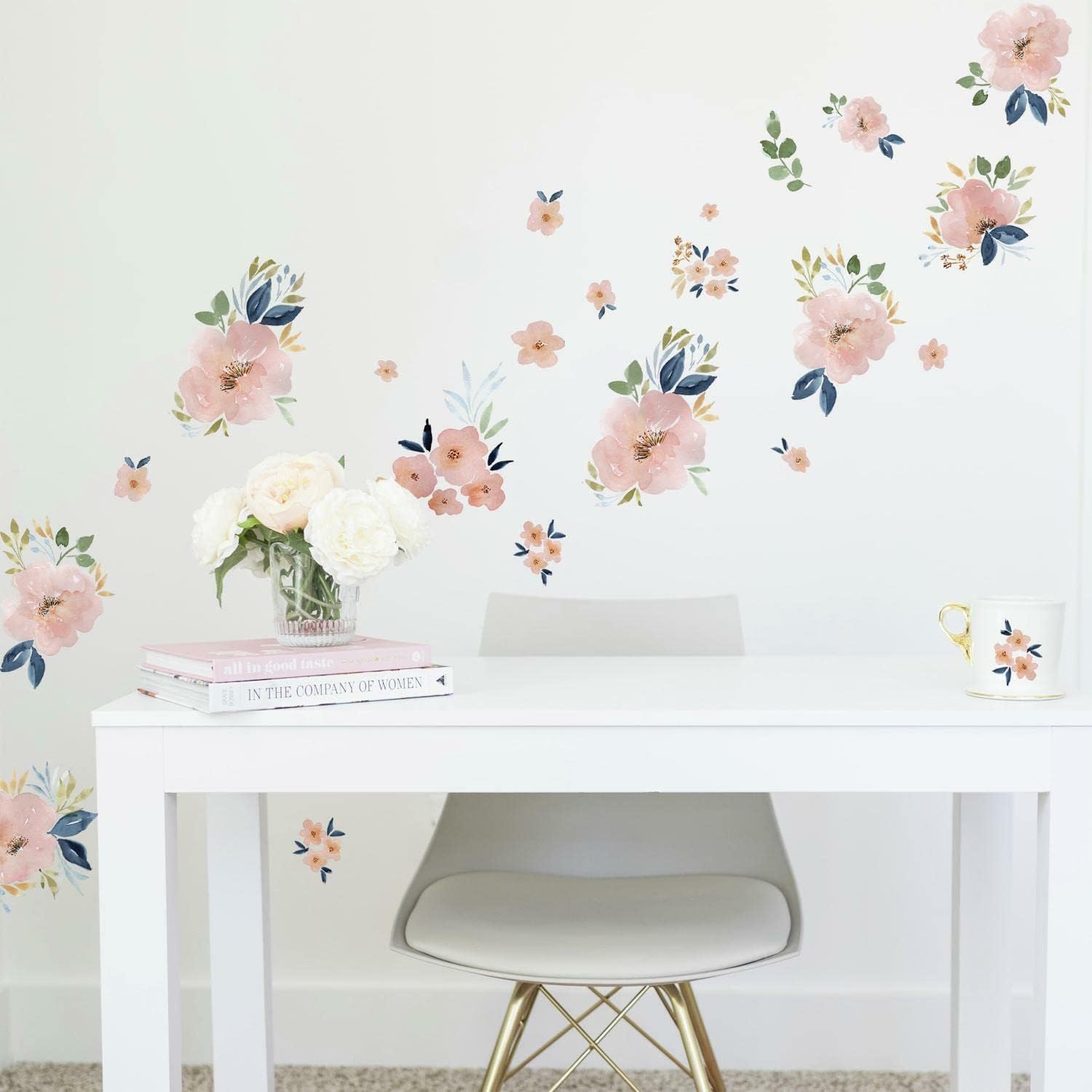 RoomMates RMK5109SCS Beth Schneider Sweet Blooms – Calcomanías de pared para acuarela